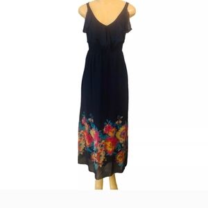 Old Navy Floral Maxi Dress - Navy Blue with Multicolor Accents - Women's Size XL